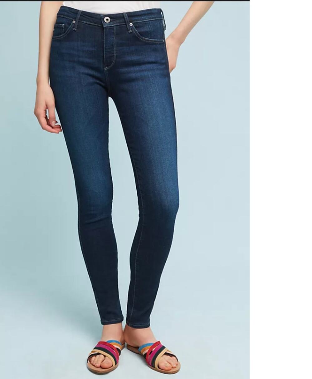 AG Blue 32 Denim Jeans The Abbey Ankle Mid Rise Super Skinny Leg Regular Fit